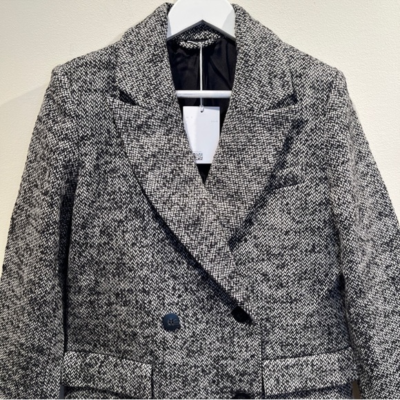 & OTHER STORIES Oversized Blazer Relaxed Double Breasted Jacket Tweed Gray 0 - Picture 6 of 14